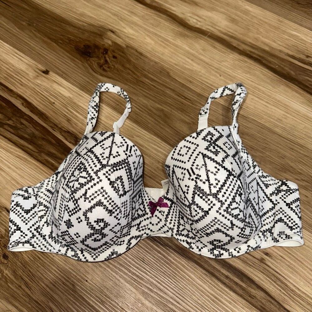 Cacique black and white floral Diamond 40D cotton T-shirt bra